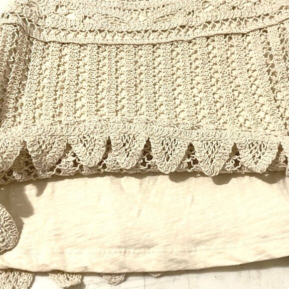 Design History Womens Crochet Tank Top M Beige Boho Hippie Festival Beach Cruise - Picture 3 of 5